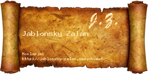 Jablonsky Zalán névjegykártya