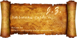 Jablonsky Zalán névjegykártya